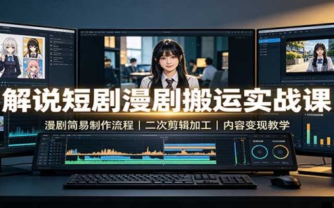 漫剧解说实操课：二次剪辑加工与素材处理，短视频变现教学