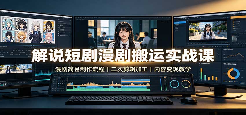 漫剧解说实操课:二次剪辑加工与素材处理,短视频变现教学 漫剧解说实操课:二次剪辑加工与素材处理,短视频变现教学