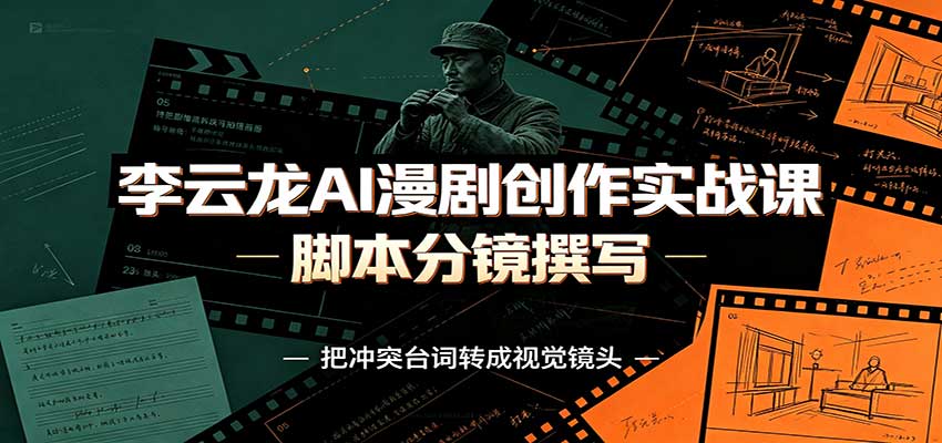 李云龙AI漫剧实战课：角色人设还原，脚本分镜撰写，漫剧成片制作教学