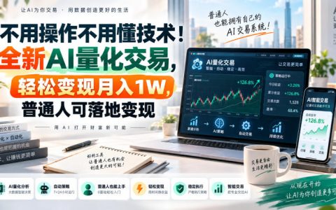 2026 AI量化交易零基础实操，普通人可落地变现1W变现