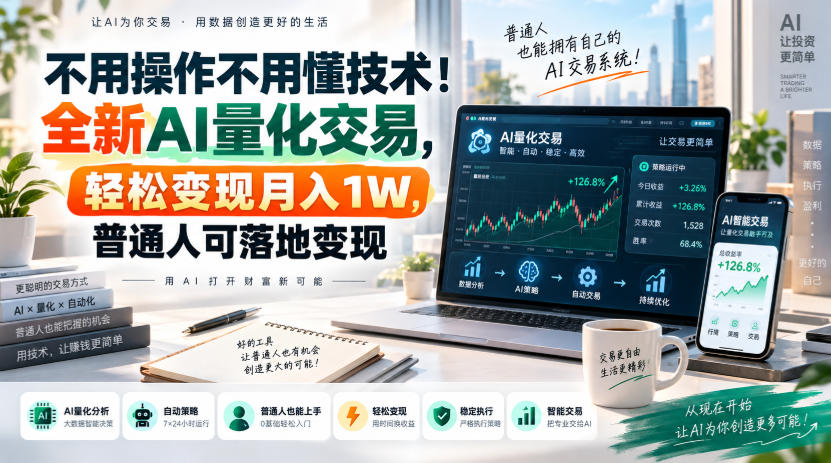 2026 AI量化交易零基础实操，普通人可落地变现1W变现