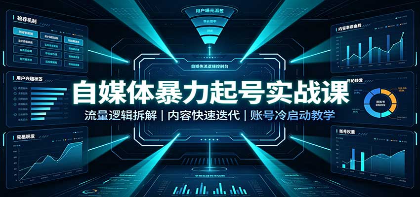 自媒体风口起号实战课：流量逻辑拆解+内容快速迭代，新号冷启动教学