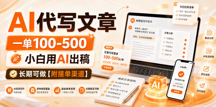 AI代写文章副业接单渠道，小白用AI出稿变现过万【附教程】
