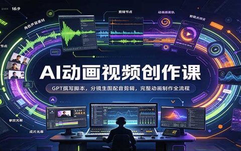 GPT+AI动画视频制作全流程课：脚本分镜生图配音剪辑实操