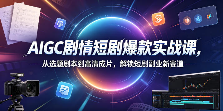 AIGC短剧实战课：AI剧本分镜角色设计到4K高清成片，零基础副业变现