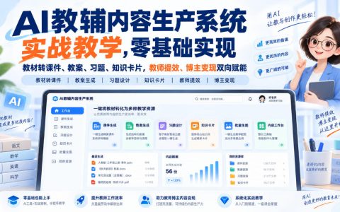 AI教辅实战：教材一键转课件教案习题知识卡片，教师提效博主变现
