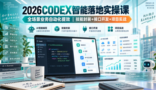 2026Codex实操课：智能体技能封装+接口开发全场景自动化提效