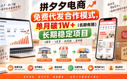 拼多多免费代发合作模式 单月破1W+ 长期稳定电商项目