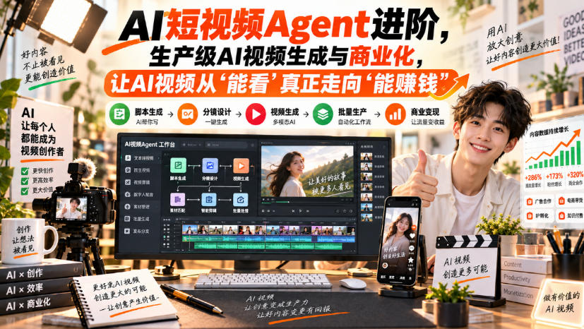 AI短视频Agent进阶：生产级AI视频生成与商业化实战，从能看走向能赚钱