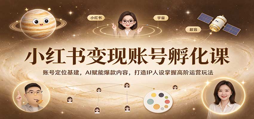 小红书变现账号孵化课：定位基建+AI爆款内容+IP人设高阶运营