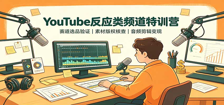 YouTube反应频道变现特训：版权核查与Audacity音频剪辑实操