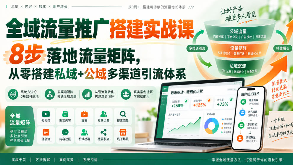 2026 全域流量推广实战:8步搭建私域+公域引流矩阵 2026 全域流量推广实战:8步搭建私域+公域引流矩阵
