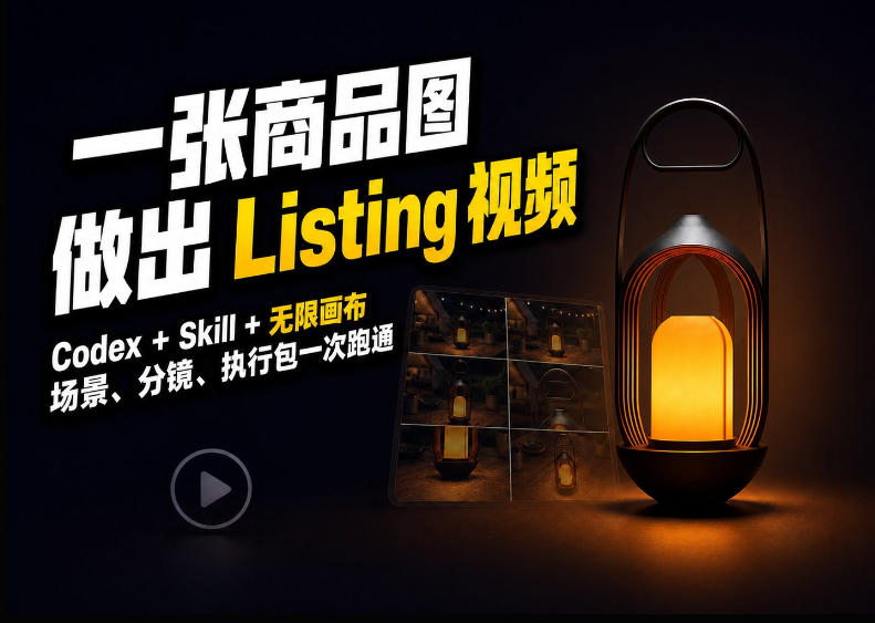 Codex无限画布教程：一张商品图生成Amazon Listing视频