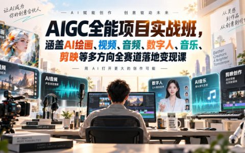 AIGC全能项目实战班：AI绘画视频音频数字人剪映变现课