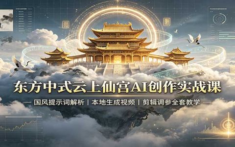 东方中式云上仙宫AI视频制作课，国风提示词到剪辑变现全套教学