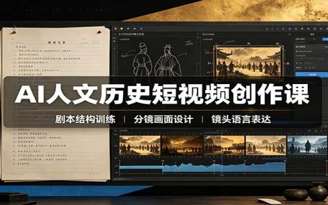 AI人文历史短视频课：赛道对标+剧本分镜+资产图生成全流程