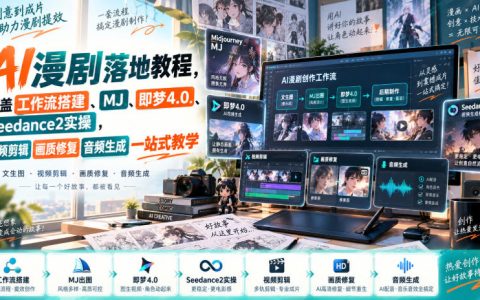 AI漫剧零基础教程：MJ+即梦4.0+Seedance2全流程实操，剪辑修复配音一站式