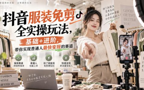 抖音服装免剪全实操：0基础2分钟一条视频，普通人最快变现玩法
