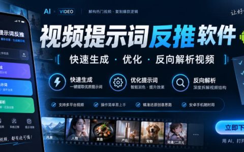 视频提示词反推软件安卓版，AI视频Prompt生成优化与脚本制作工具