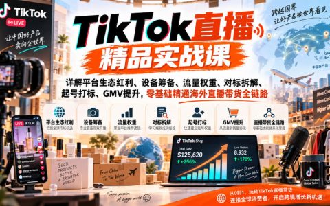 TikTok直播实战课：零基础起号打标与GMV提升全链路