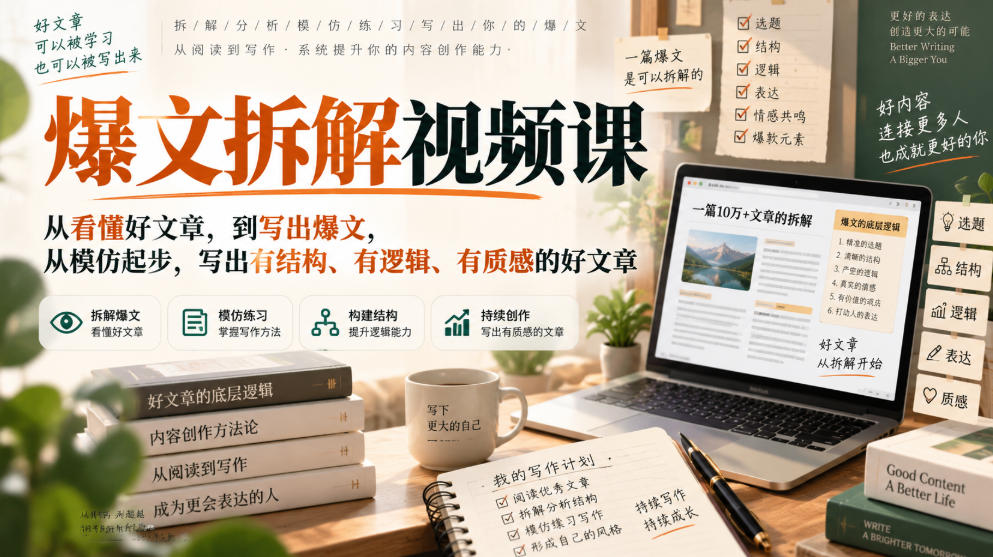 2026 爆文拆解视频课：从模仿到写出有逻辑有质感的好文章