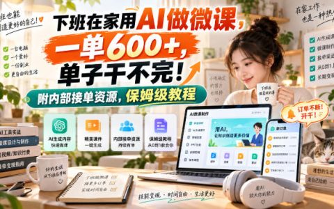 下班在家用AI做微课，一单600方法，单子接不完！附接单资源教程