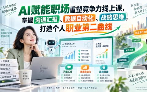 AI赋能职场竞争力线上课：沟通汇报+数据自动化+战略思维，打造职业第二曲线