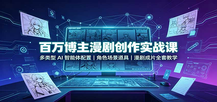百万博主漫剧实战课：AI智能体角色分镜场景道具，漫剧成片全套教学