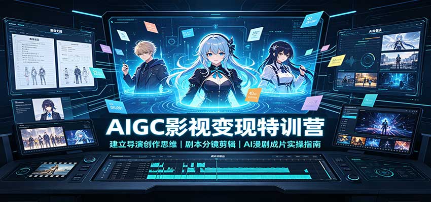 AI漫剧变现特训营：导演思维+分镜剪辑实操，从剧本到成片全流程指南