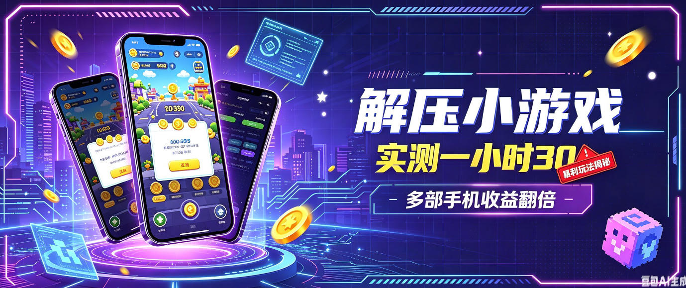 小游戏全流程玩法实测一小时搞30，新手当天见进账解压副业