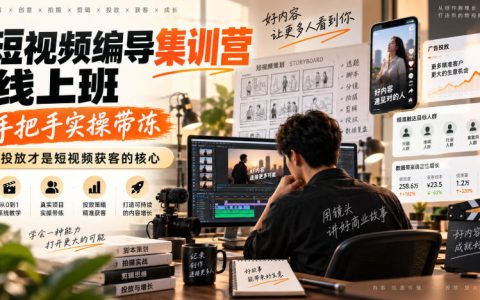 短视频编导集训营线上班，手把手实操带练，投放才是短视频获客的核心