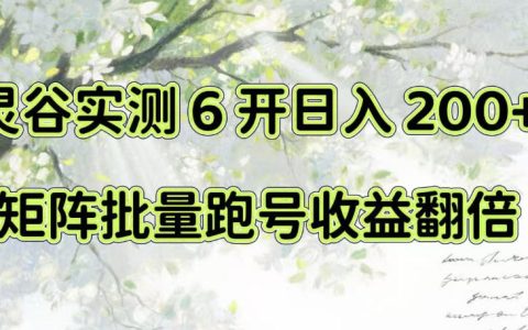 一台电脑变现200方法，灵谷6开G机自动化矩阵跑号收益翻倍