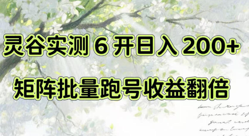 一台电脑变现200方法，灵谷6开G机自动化矩阵跑号收益翻倍