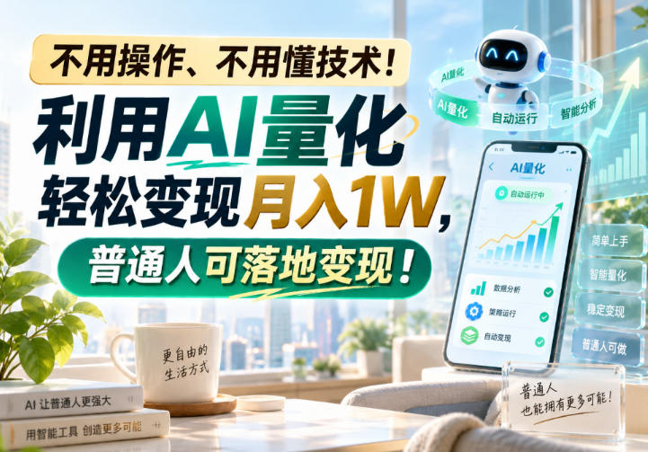 2026 AI量化交易稳定变现1W，普通人零门槛可落地变现
