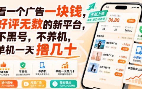 2026 看广告赚零花新平台实测，单机日撸几十不黑号