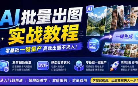 AI批量出图实战教程：零基础素材翻新裂变，静态图转Live实况量产