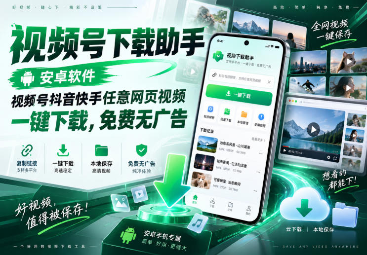 视频号下载助手安卓版,抖音快手网页视频一键解析无水印下载工具 视频号下载助手安卓版,抖音快手网页视频一键解析无水印下载工具