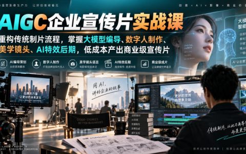 AIGC企业宣传片实战课：大模型编导+数字人+AI特效后期，低成本商业制片