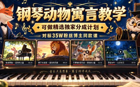 钢琴动物寓言教学｜飞书文档+视频课 对标35W粉博主分成计划