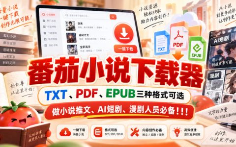 番茄小说下载器｜TXT/PDF/EPUB三格式导出，小说推文AI短剧漫剧必备