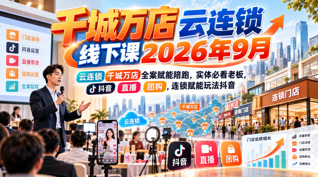 千城万店云连锁线下课2026年9月抖音团购分账全案陪跑