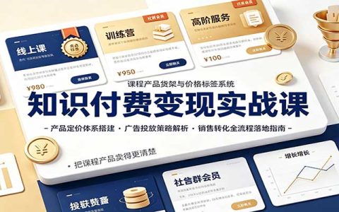 知识付费变现实战：定价体系搭建+广告投放+销售转化全流程