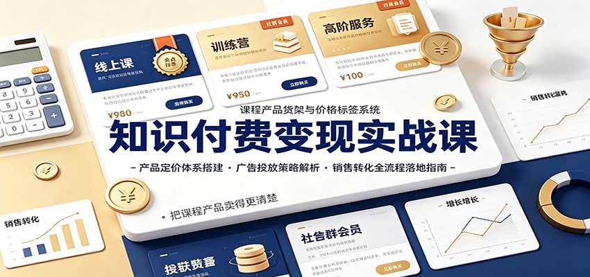 知识付费变现实战：定价体系搭建+广告投放+销售转化全流程
