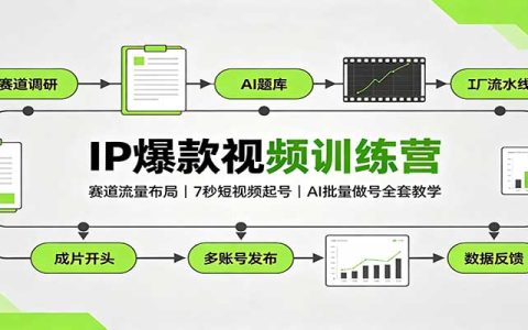 IP爆款视频训练营：7秒起号+AI批量做号，个人IP引流变现全套教学
