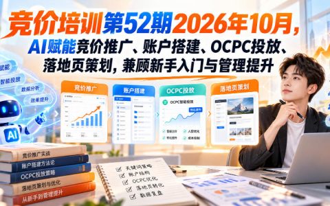 竞价培训52期2026.10｜AI赋能SEM、OCPC控本提效与落地页策划