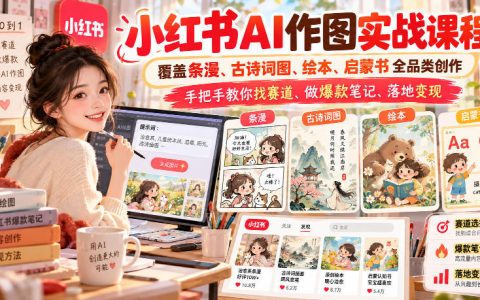 小红书AI作图实战课：零基础条漫古诗词绘本爆款笔记变现