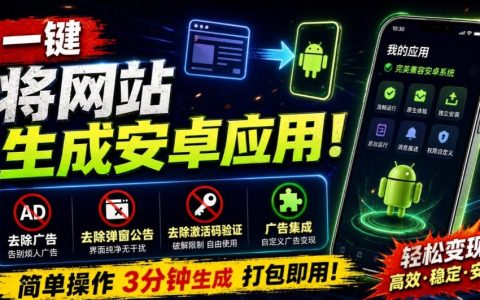 WebToApp一键将网站打包成安卓APK，支持去广告弹窗与激活码验证