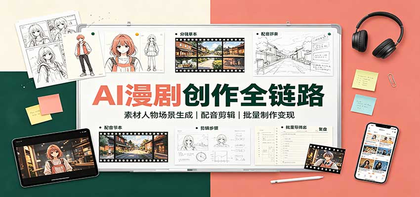2026 AI漫剧制作全流程：从配音剪辑到批量变现教程