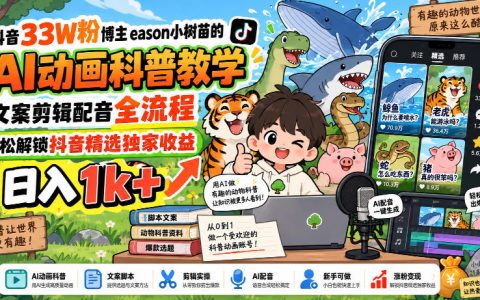 抖音33W粉博主eason小树苗AI动画科普教学全流程