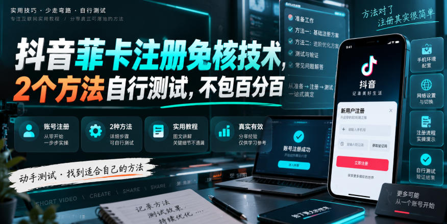 2026 抖音菲卡注册免核技术2个方法自测教程